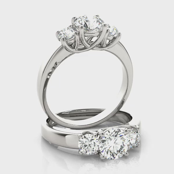 3 Stone Trellis Diamond Engagement Ring