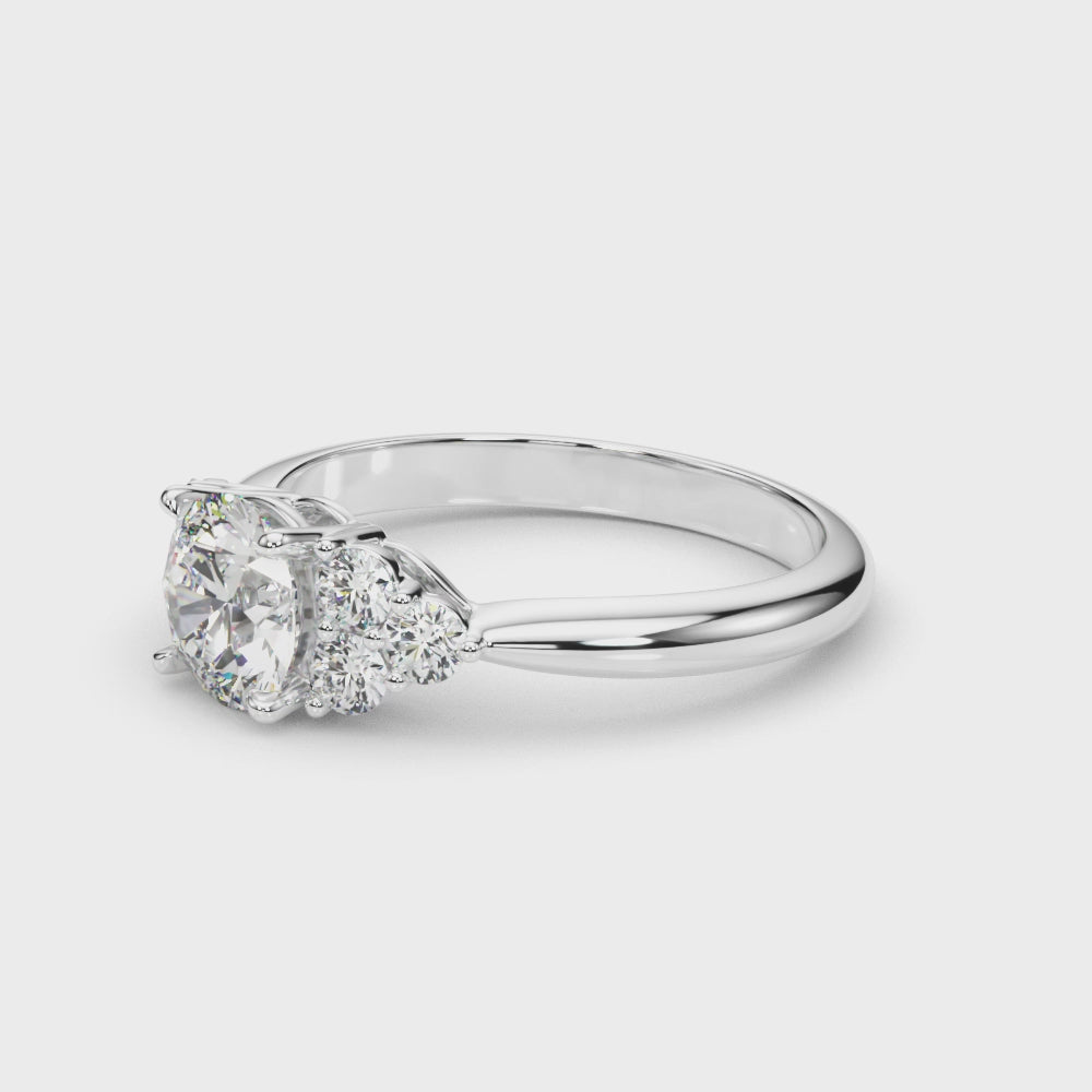 Round Cluster Accent Engagement Ring