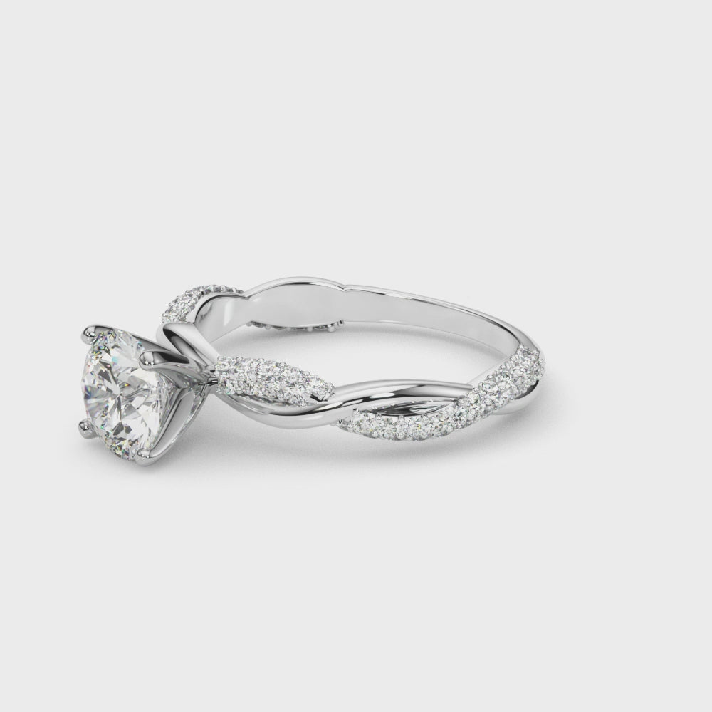 Twisting Pavé Diamond Engagement Ring Setting