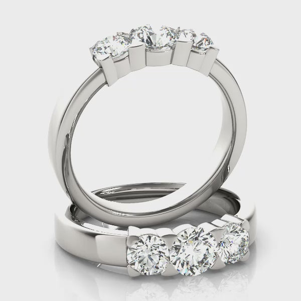 Three Stone Round Engagement Ring Classic Prong Setting