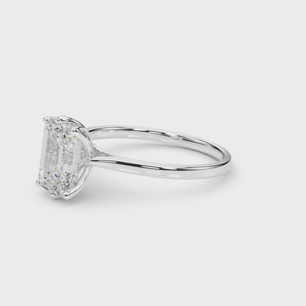 Emerald Cut Diamond Engagement Ring 6-Prong Floral Setting 1.0 Carat
