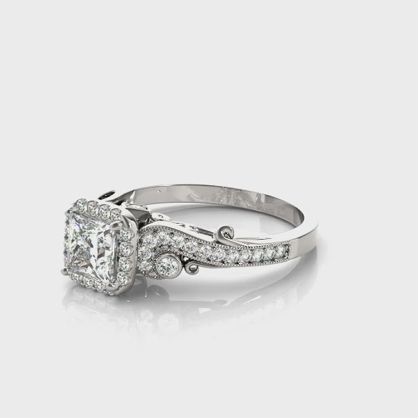 Antique Style Cushion Cut Engagement Ring