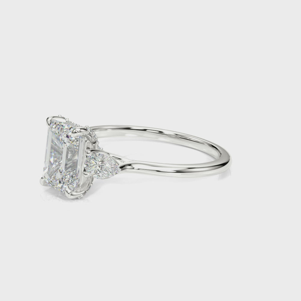 Emerald Cut Three-Stone Diamond Engagement Ring 1 CT