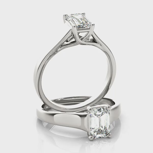 Emerald Cut Diamond Solitaire Trellis Engagement Ring – 1 CT