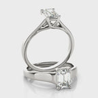 Emerald Cut Diamond Solitaire Trellis Engagement Ring – 1 CT