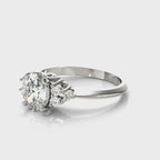 Oval Solitaire Cluster Accent Engagement Ring