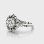 Cushion Cut Color Accent Engagement Ring with Modern Semi-Mount Design