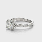 Cushion Halo Twisted Shank Engagement Ring