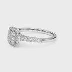 Cushion Halo Engagement Ring with Single Row Sparkle Design