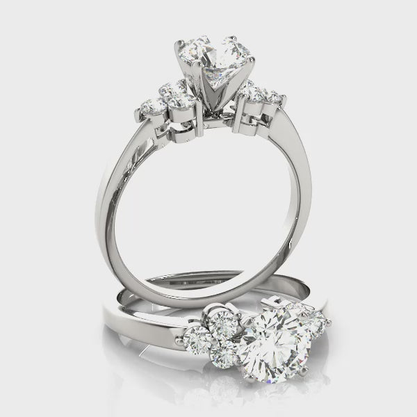 Round Cluster Side Brilliant Engagement Ring