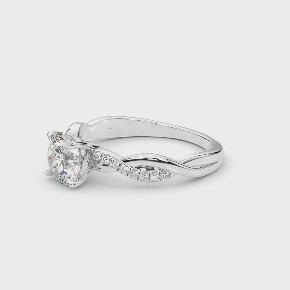 Twisted 4-Prong Round Engagement Ring