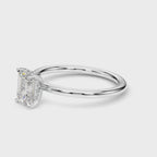 Emerald Cut Diamond Engagement Ring with Hidden Halo 0.90 Carat