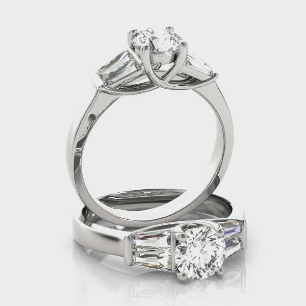 Fancy Shape Baguette Diamond Engagement Ring Semi Mount