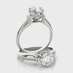 Round Solitaire Cluster Accent Engagement Ring