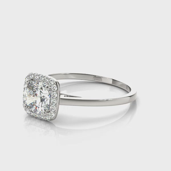 Cushion Cathedral Halo Engagement Ring