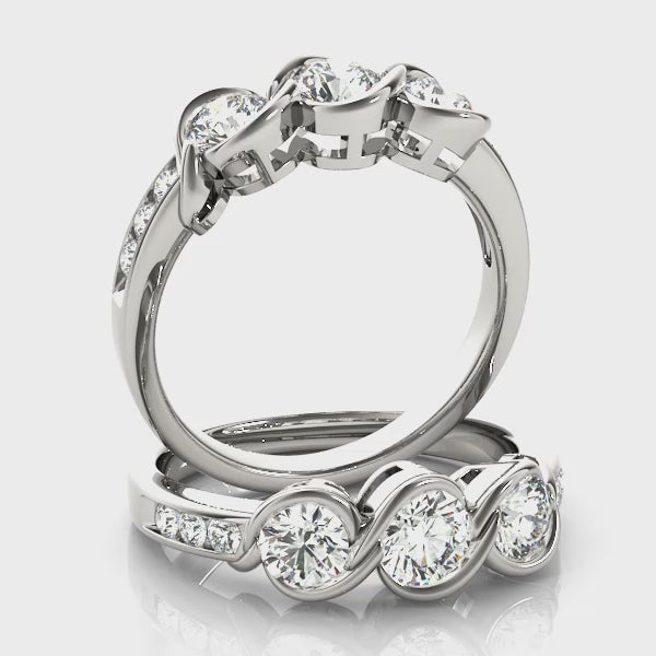 Three Stone Infinity Bezel Engagement Ring