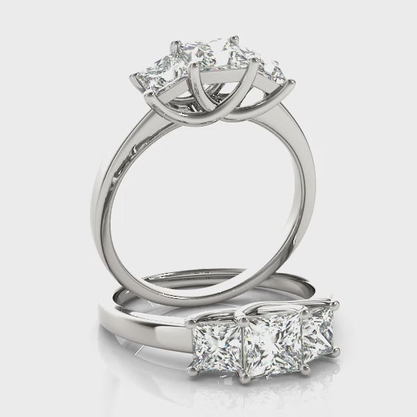 Three Stone Princess Trellis Engagement Ring