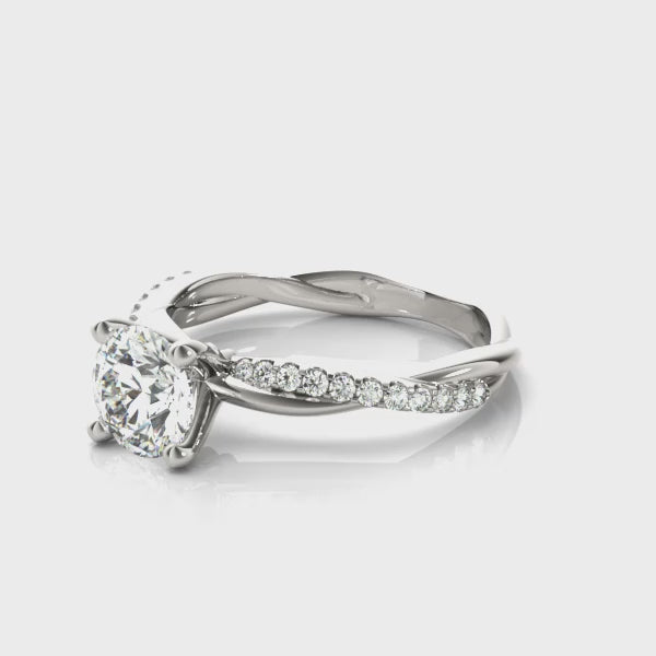 Twisting Diamond Accented Engagement Ring
