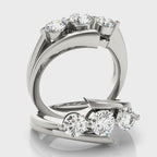 Three Stone Bypass Round Engagement Ring