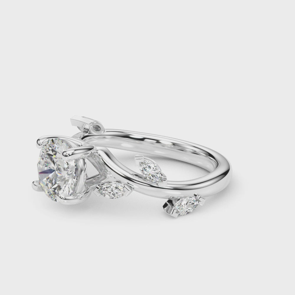 Round & Marquise Diamond Engagement Ring 3/4 CT