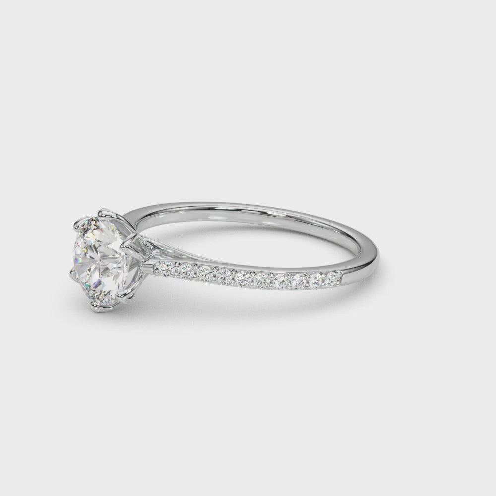 6-Prong Single Row Round Diamond Engagement Ring