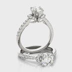 Single Row Prong Set Cluster Side Accent Engagement Ring