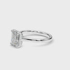 Emerald Cut Diamond Engagement Ring with Hidden Halo 1.0 Carat