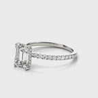 Emerald Cut Diamond Engagement Ring with Hidden Halo 1.25 Carat