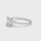 Emerald Cut Diamond Engagement Ring with Hidden Halo 3.8 Carat