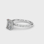 Emerald Cut Diamond Engagement Ring with Single Row Band 0.30 Carat