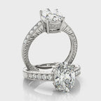 Vintage Milgrain Oval Engagement Ring 10x8mm