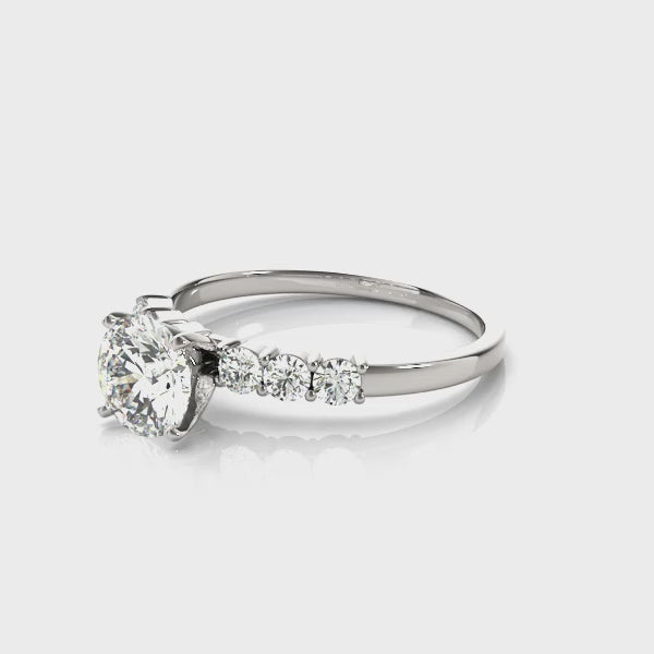 Single Row Shared Prong Engagement Ring