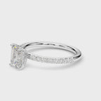 Emerald Cut Diamond Engagement Ring with Hidden Halo 0.90 Carat