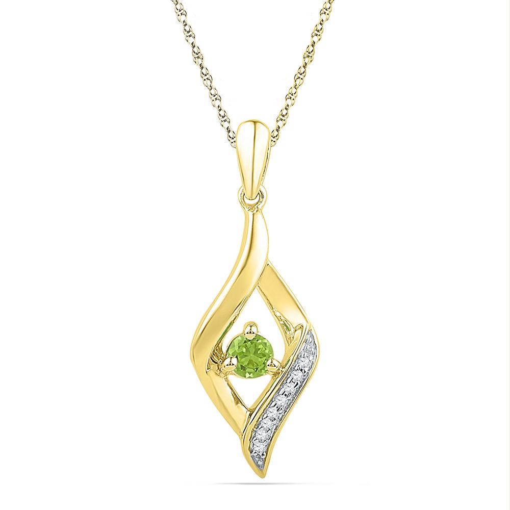 10k Yellow Gold Womens Lab Created Peridot Diamond Pendant 1 5 Finejewelryandgemstones