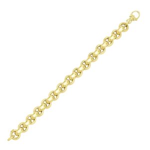 14k Yellow Gold Thick Smooth Rolo Style Bracelet