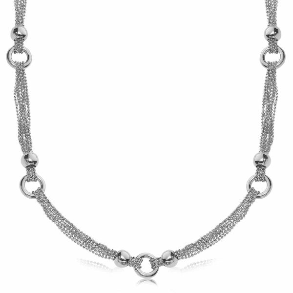 Sterling Silver Polished Twisted Multi Strand Lobster Clasp Necklace Length 18 Inch Sterling Silver Polished Twisted Multi Strand Lobster Clasp Necklace Length 18 Inch