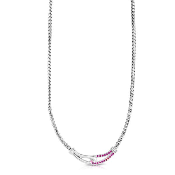 Interlocking Link Necklace with Pink Sapphires