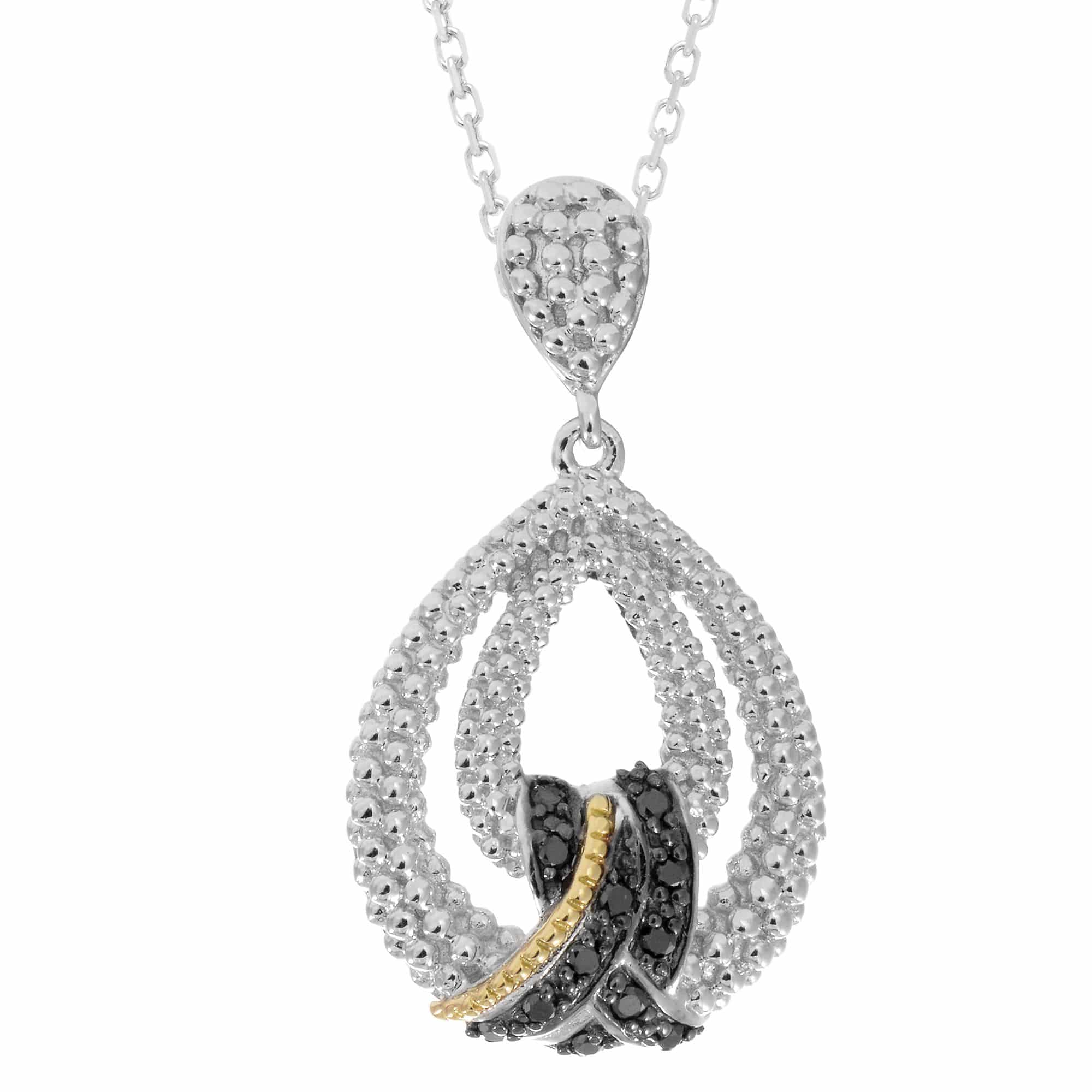 18kt Gold & Sterling Silver Black Diamond Necklace