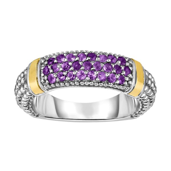 Popcorn Round Amethyst Ring/ Amethyst Jewelry