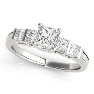 Diamond Engagement Ring Princess Cut Side Stones