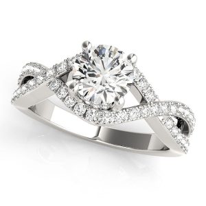 Twisted Shank Multi-Row Hidden Halo Engagement Ring