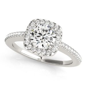 Diamond Halo Engagement Ring White Gold