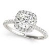 Pave Diamond Round Halo Engagement Ring