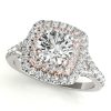 Two Tone Shank Halo Diamond Engagement Ring