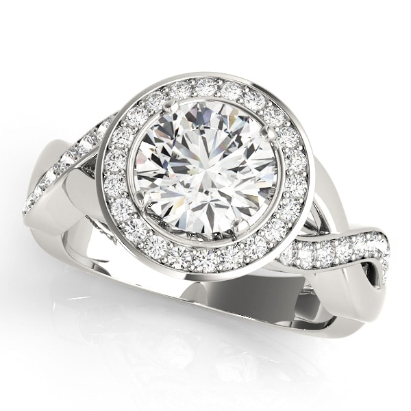 Platinum Diamond Engagement Ring with Twisted Shank Front Look