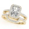 Diamond Emerald Cut Halo Engagement Ring Gold