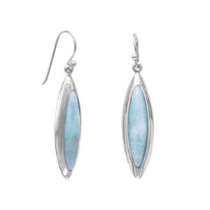 Rhodium Plated Marquise Larimar Earrings