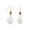 14 Karat Gold Plated CZ and Baroque Culture Freshwater Pearl Earrings
