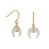 Mother of Pearl and CZ Crescent Gold Plate Earrings