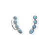 Rhodium Plated Synthetic Turquoise Ear Climber Earring